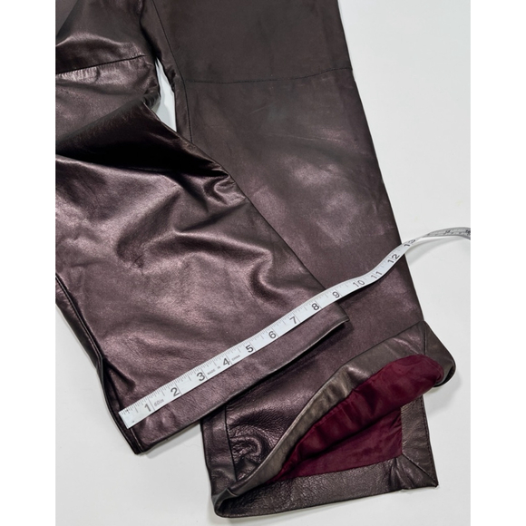 Kay Unger NY Womens Leather Pants Size 14 Burgundy Plum - Picture 6 of 10